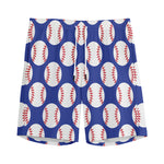 Blue Baseball Pattern Print Men's Sports Shorts