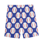 Blue Baseball Pattern Print Men's Sports Shorts