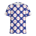 Blue Baseball Pattern Print Men's Athletic T-Shirt