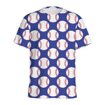 Blue Baseball Pattern Print Men's Sports T-Shirt