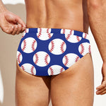 Blue Baseball Pattern Print Men's Swim Briefs