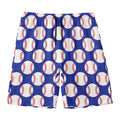 Blue Baseball Pattern Print Men's Swim Trunks
