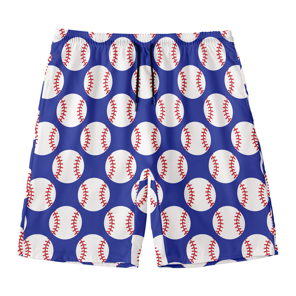 Blue Baseball Pattern Print Men's Swim Trunks