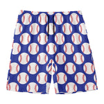 Blue Baseball Pattern Print Men's Swim Trunks