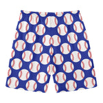 Blue Baseball Pattern Print Men's Swim Trunks