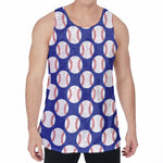 Blue Baseball Pattern Print Men's Velvet Tank Top