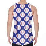 Blue Baseball Pattern Print Men's Velvet Tank Top