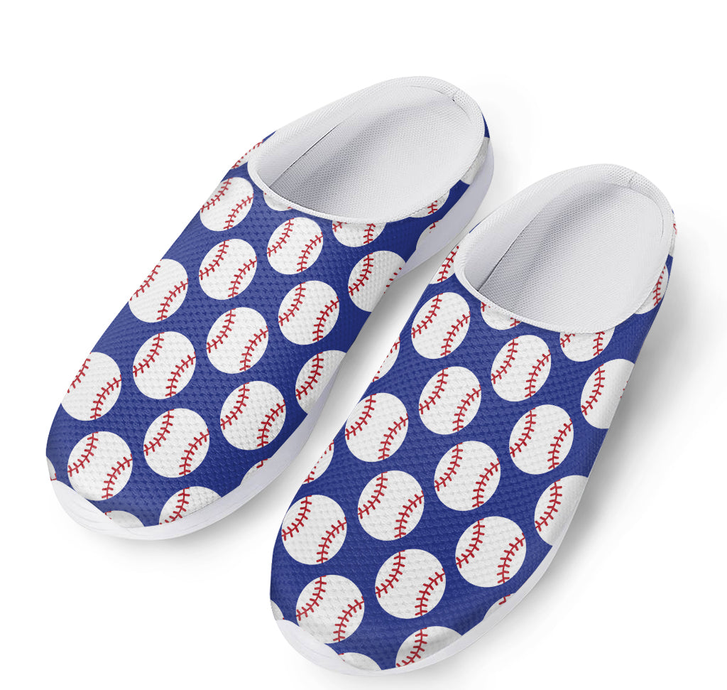 Blue Baseball Pattern Print Mesh Casual Shoes