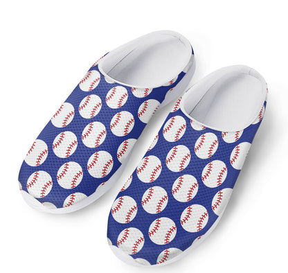 Blue Baseball Pattern Print Mesh Casual Shoes