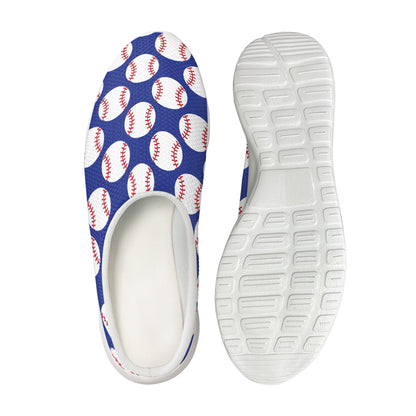 Blue Baseball Pattern Print Mesh Casual Shoes