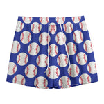 Blue Baseball Pattern Print Mesh Shorts