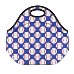 Blue Baseball Pattern Print Neoprene Lunch Bag