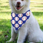 Blue Baseball Pattern Print Over The Collar Dog Bandana