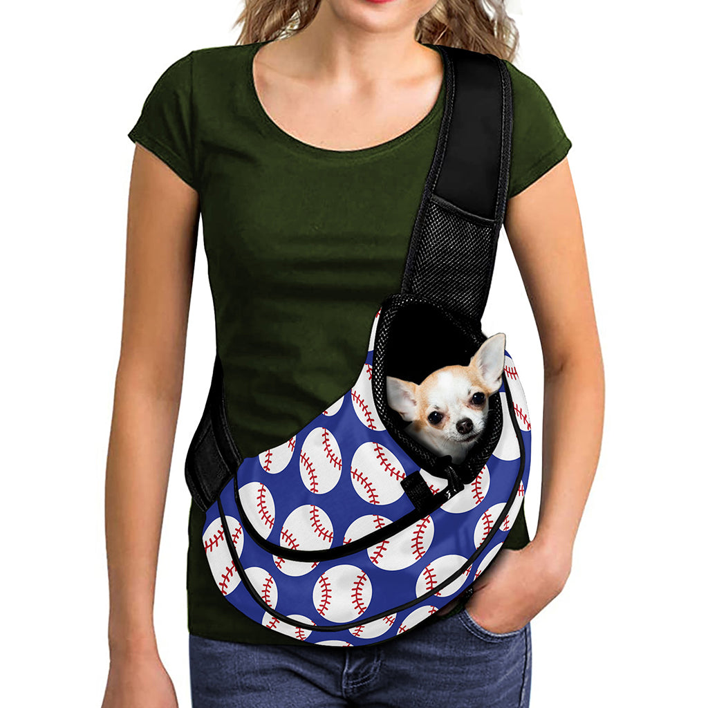 Blue Baseball Pattern Print Pet Sling Carrier