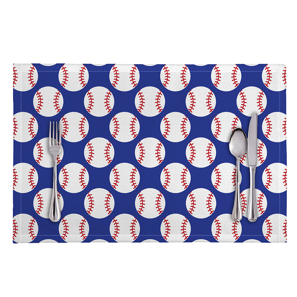 Blue Baseball Pattern Print Placemat