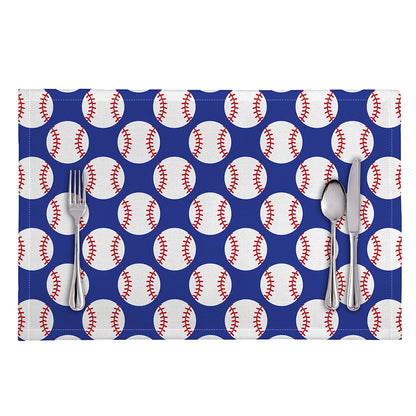 Blue Baseball Pattern Print Placemat