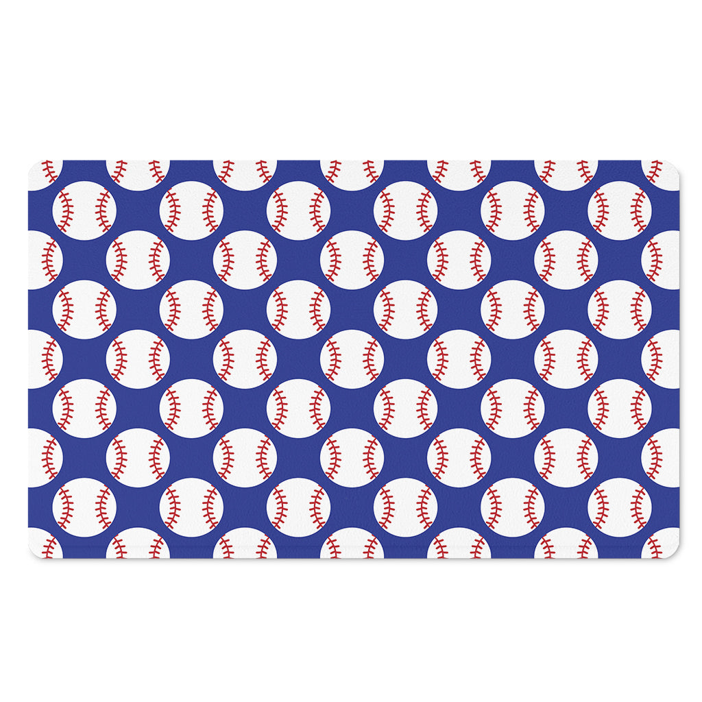 Blue Baseball Pattern Print Polyester Doormat