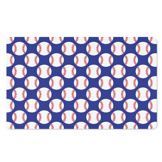 Blue Baseball Pattern Print Polyester Doormat