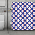 Blue Baseball Pattern Print Polyester Shower Curtain
