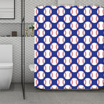 Blue Baseball Pattern Print Polyester Shower Curtain