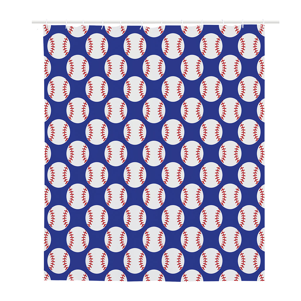 Blue Baseball Pattern Print Polyester Shower Curtain
