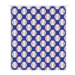 Blue Baseball Pattern Print Polyester Shower Curtain