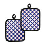 Blue Baseball Pattern Print Pot Holders