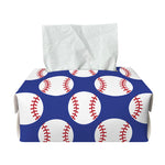 Blue Baseball Pattern Print Rectangle Tissue Box Cover