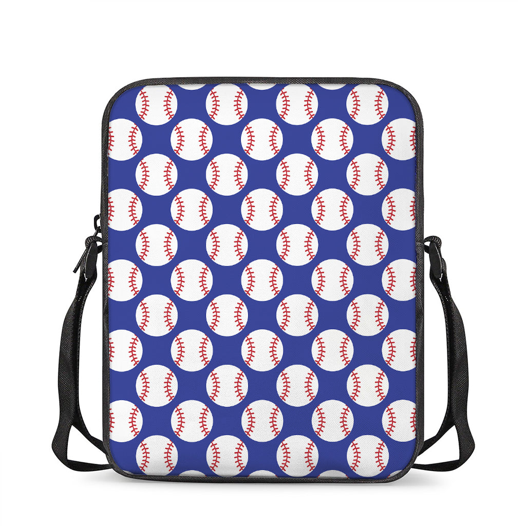 Blue Baseball Pattern Print Rectangular Crossbody Bag