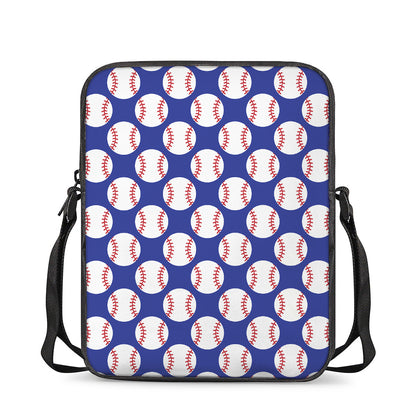 Blue Baseball Pattern Print Rectangular Crossbody Bag