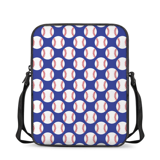 Blue Baseball Pattern Print Rectangular Crossbody Bag