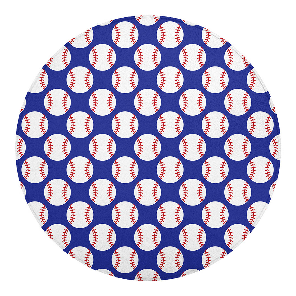 Blue Baseball Pattern Print Round Blanket