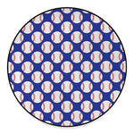 Blue Baseball Pattern Print Round Floor Mat