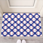 Blue Baseball Pattern Print Rubber Doormat