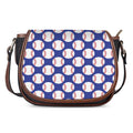 Blue Baseball Pattern Print Saddle Bag
