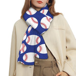 Blue Baseball Pattern Print Scarf