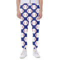 Blue Baseball Pattern Print Joggers