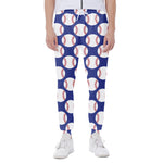 Blue Baseball Pattern Print Scuba Joggers
