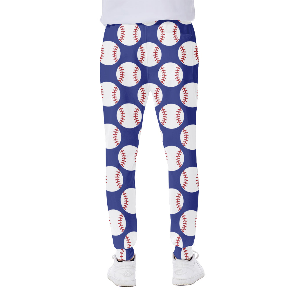 Blue Baseball Pattern Print Scuba Joggers