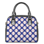 Blue Baseball Pattern Print Shoulder Handbag