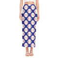 Blue Baseball Pattern Print Side Slit Maxi Skirt