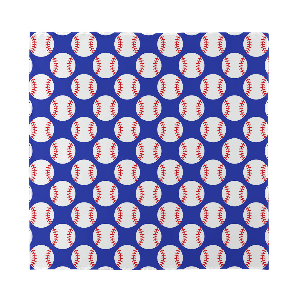 Blue Baseball Pattern Print Silk Bandana