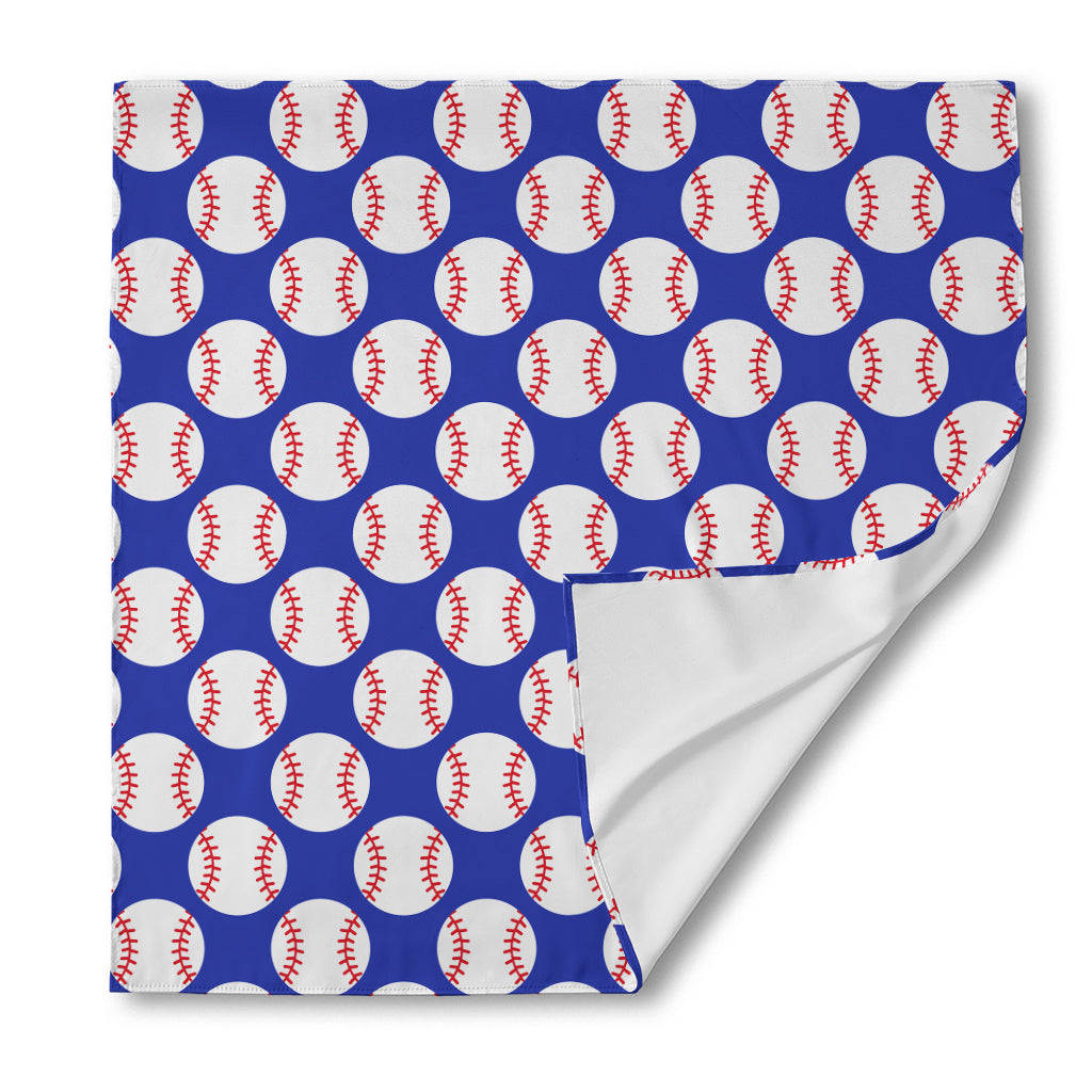 Blue Baseball Pattern Print Silk Bandana