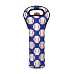 Blue Baseball Pattern Print Single Neoprene Wine Tote