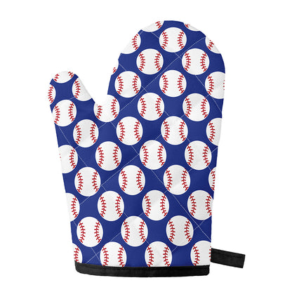 Blue Baseball Pattern Print Single Oven Mitt