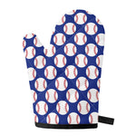 Blue Baseball Pattern Print Single Oven Mitt