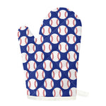 Blue Baseball Pattern Print Single Oven Mitt
