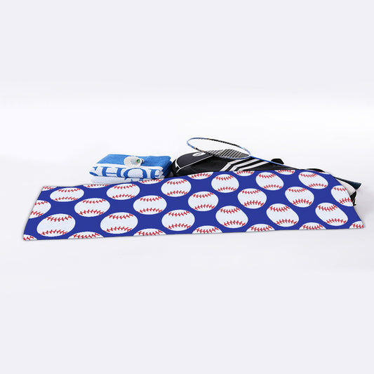 Blue Baseball Pattern Print Sports Towel