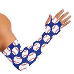 Blue Baseball Pattern Print Sun Protection Arm Sleeves