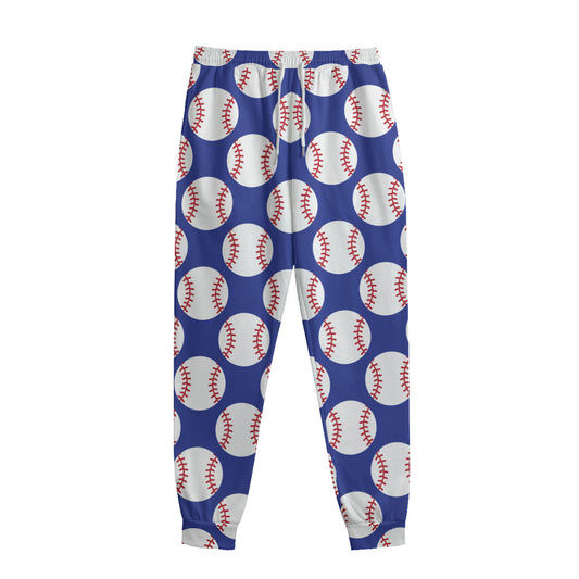 Blue Baseball Pattern Print Sweatpants